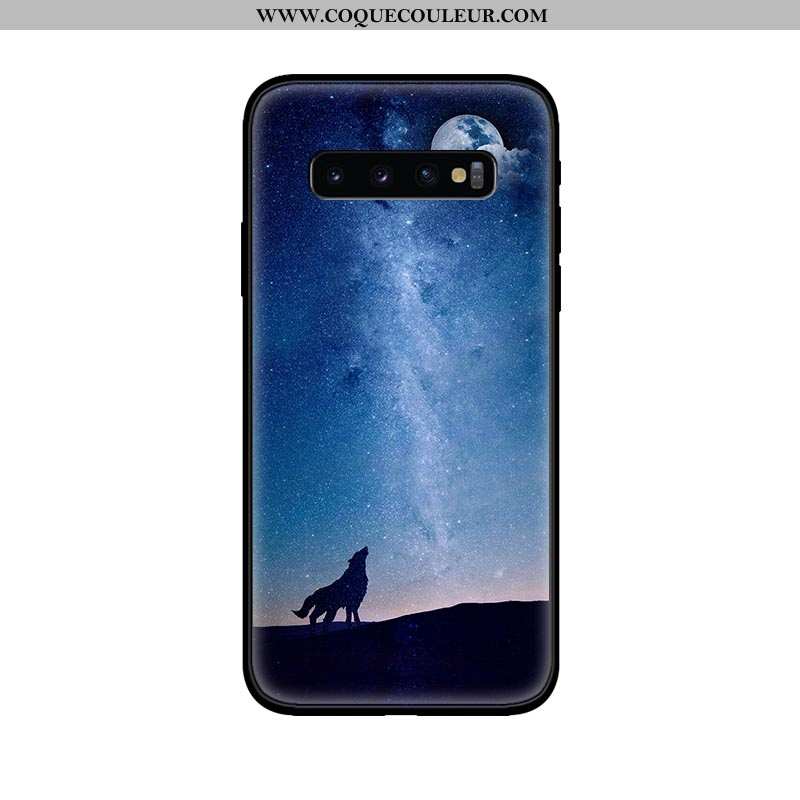 Étui Samsung Galaxy S10 Fluide Doux Incassable Coque, Coque Samsung Galaxy S10 Silicone Bleu Marin B