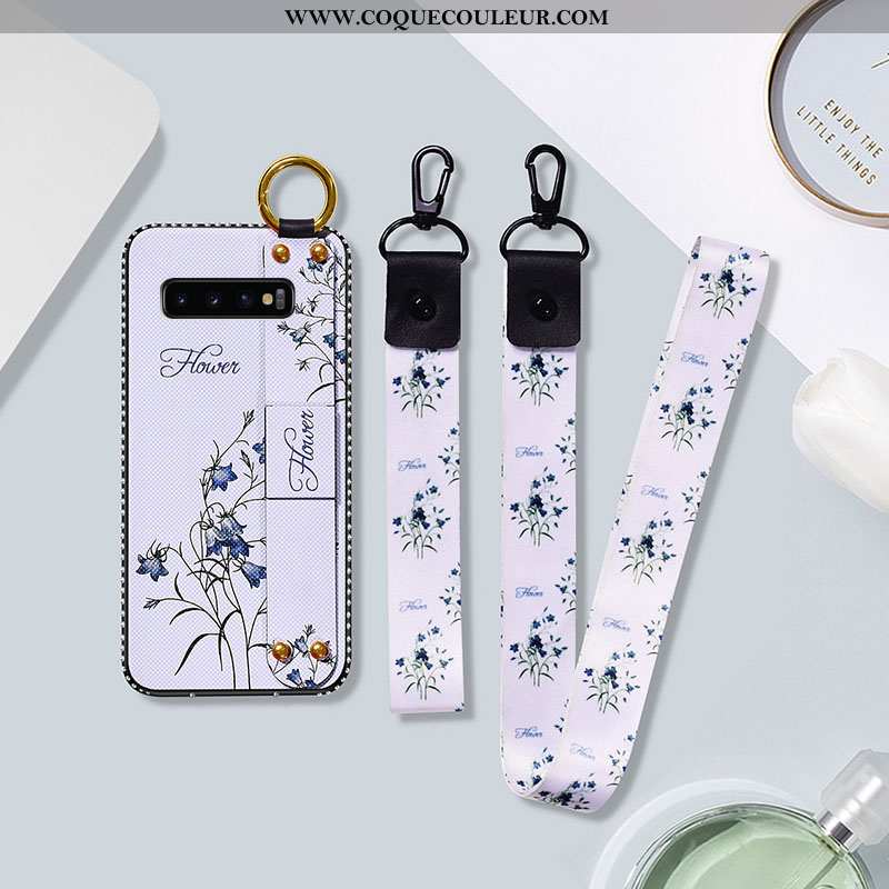 Housse Samsung Galaxy S10 Silicone Étui Étoile, Samsung Galaxy S10 Protection Fleur Blanche