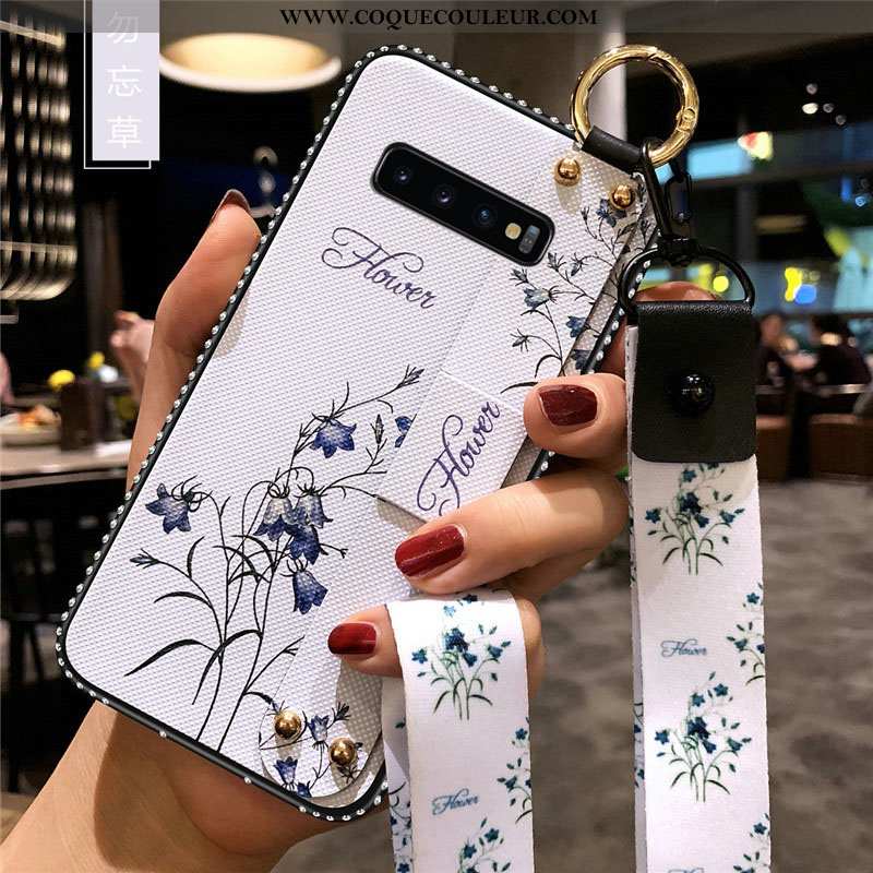 Housse Samsung Galaxy S10 Silicone Étui Étoile, Samsung Galaxy S10 Protection Fleur Blanche