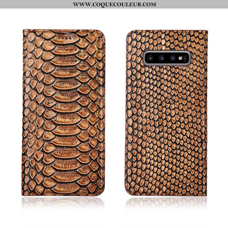 Housse Samsung Galaxy S10 Fluide Doux Modèle Fleurie Cuir Véritable, Étui Samsung Galaxy S10 Protect