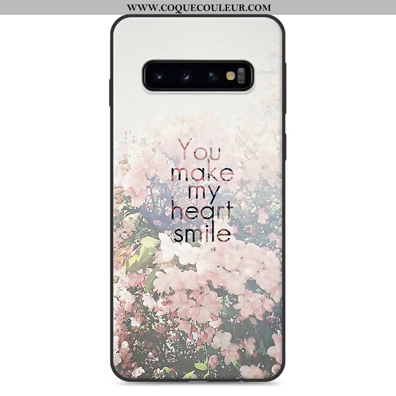 Coque Samsung Galaxy S10 Dessin Animé Fluide Doux Petit, Housse Samsung Galaxy S10 Charmant Blanc Bl