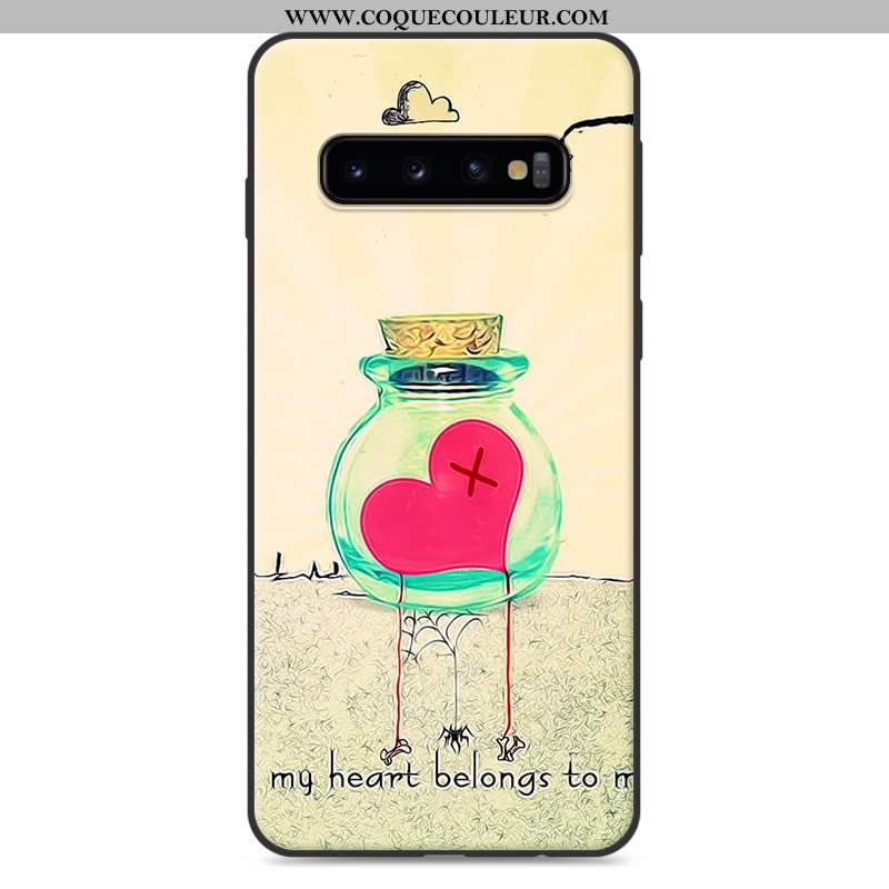 Coque Samsung Galaxy S10 Dessin Animé Fluide Doux Petit, Housse Samsung Galaxy S10 Charmant Blanc Bl