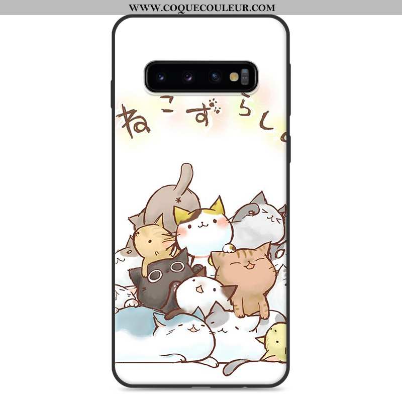 Coque Samsung Galaxy S10 Dessin Animé Fluide Doux Petit, Housse Samsung Galaxy S10 Charmant Blanc Bl