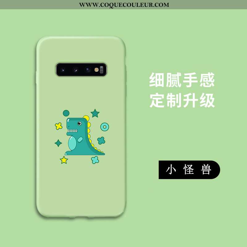 Housse Samsung Galaxy S10 Tendance Vert Simple, Étui Samsung Galaxy S10 Fluide Doux Délavé En Daim V