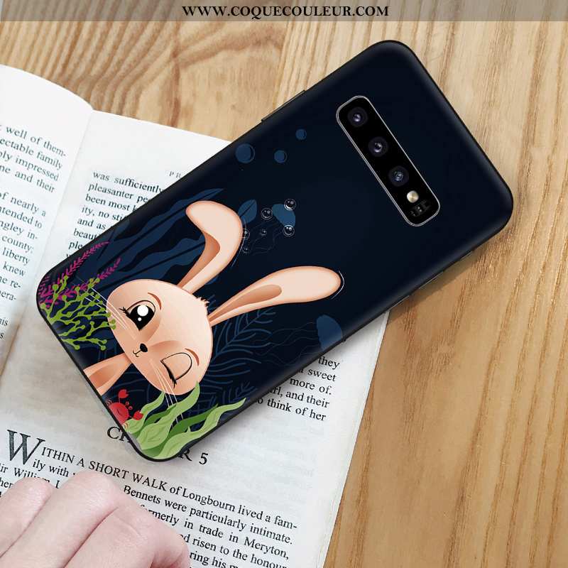 Housse Samsung Galaxy S10 Dessin Animé Tendance Bleu Marin, Étui Samsung Galaxy S10 Charmant Fluide 