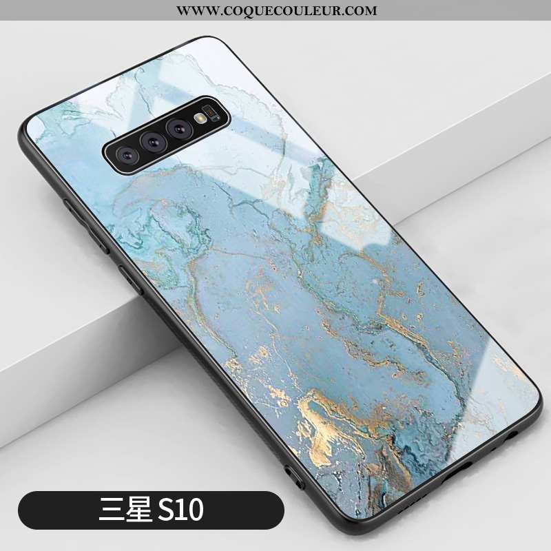 Étui Samsung Galaxy S10 Silicone Or Bleu, Coque Samsung Galaxy S10 Verre Vent Bleu