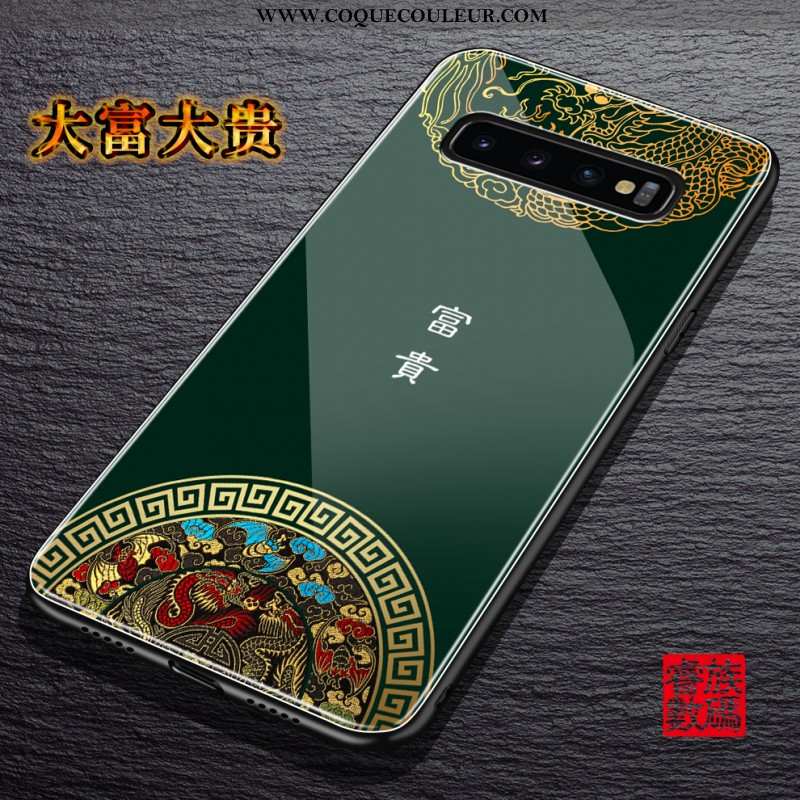 Étui Samsung Galaxy S10+ Créatif Étoile Style Chinois, Coque Samsung Galaxy S10+ Tendance Noir