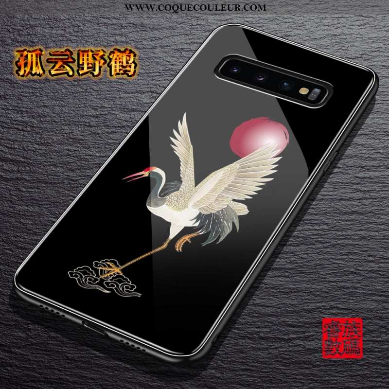 Étui Samsung Galaxy S10+ Créatif Étoile Style Chinois, Coque Samsung Galaxy S10+ Tendance Noir