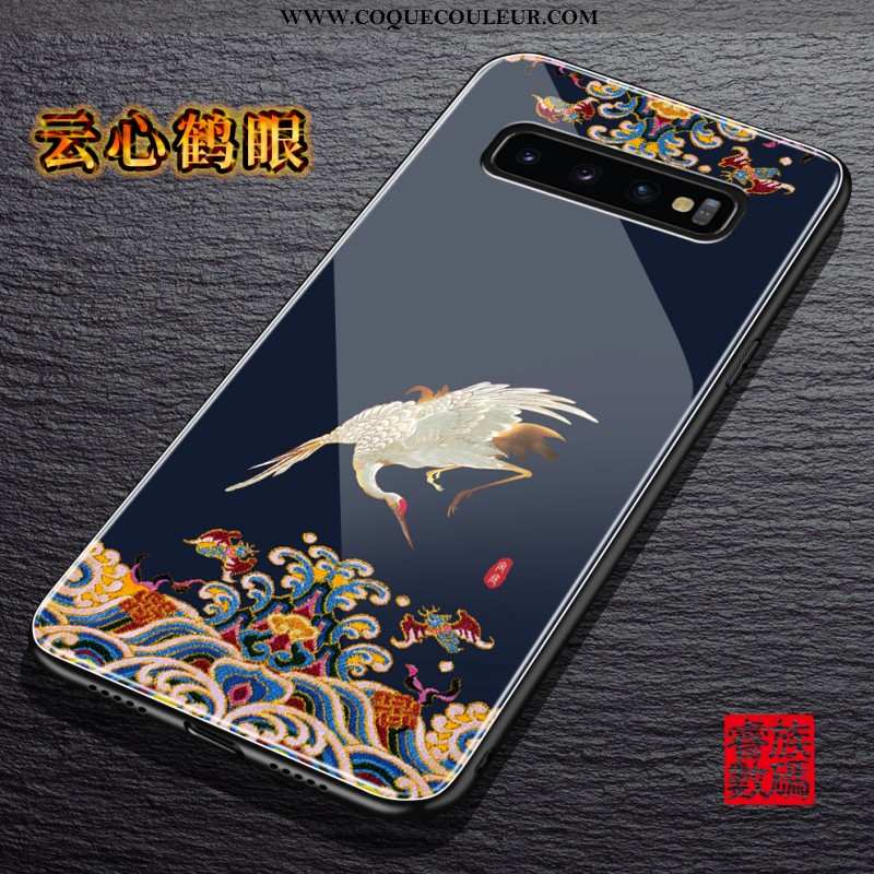 Étui Samsung Galaxy S10+ Créatif Étoile Style Chinois, Coque Samsung Galaxy S10+ Tendance Noir