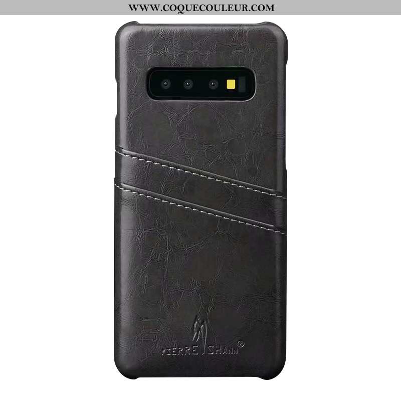 Housse Samsung Galaxy S10+ Créatif Nouveau Coque, Étui Samsung Galaxy S10+ Tendance Cuir Noir