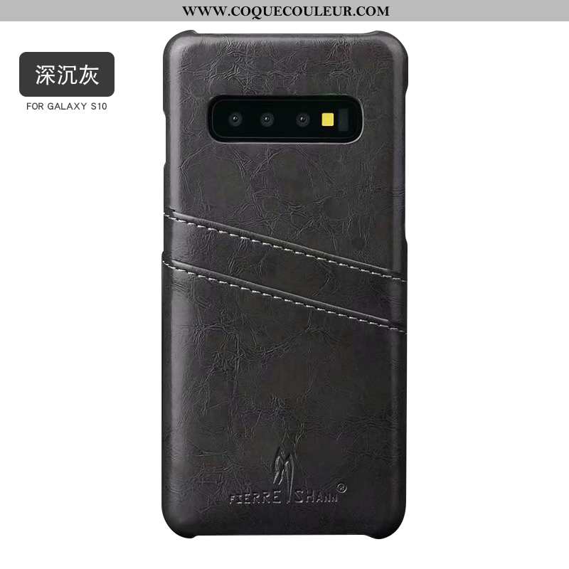 Housse Samsung Galaxy S10+ Créatif Nouveau Coque, Étui Samsung Galaxy S10+ Tendance Cuir Noir