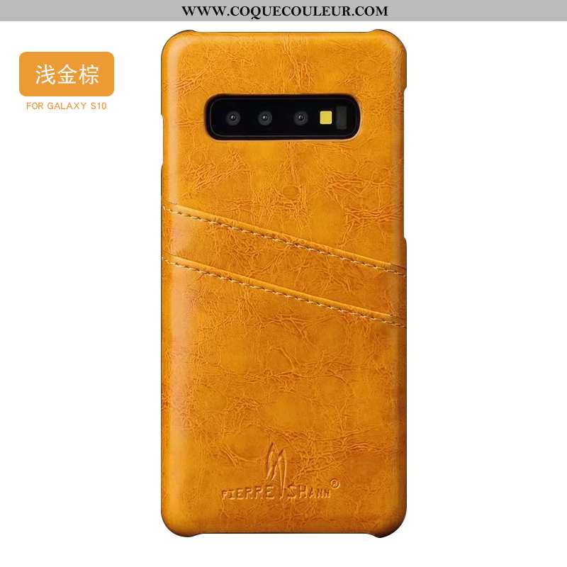 Housse Samsung Galaxy S10+ Créatif Nouveau Coque, Étui Samsung Galaxy S10+ Tendance Cuir Noir