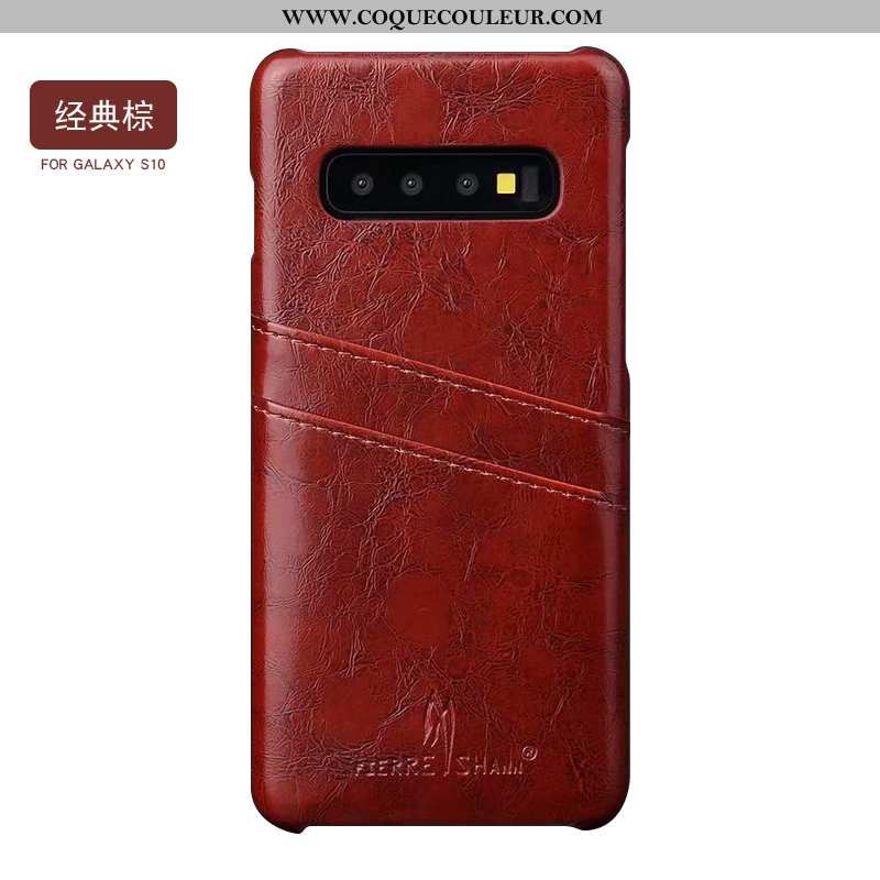 Housse Samsung Galaxy S10+ Créatif Nouveau Coque, Étui Samsung Galaxy S10+ Tendance Cuir Noir