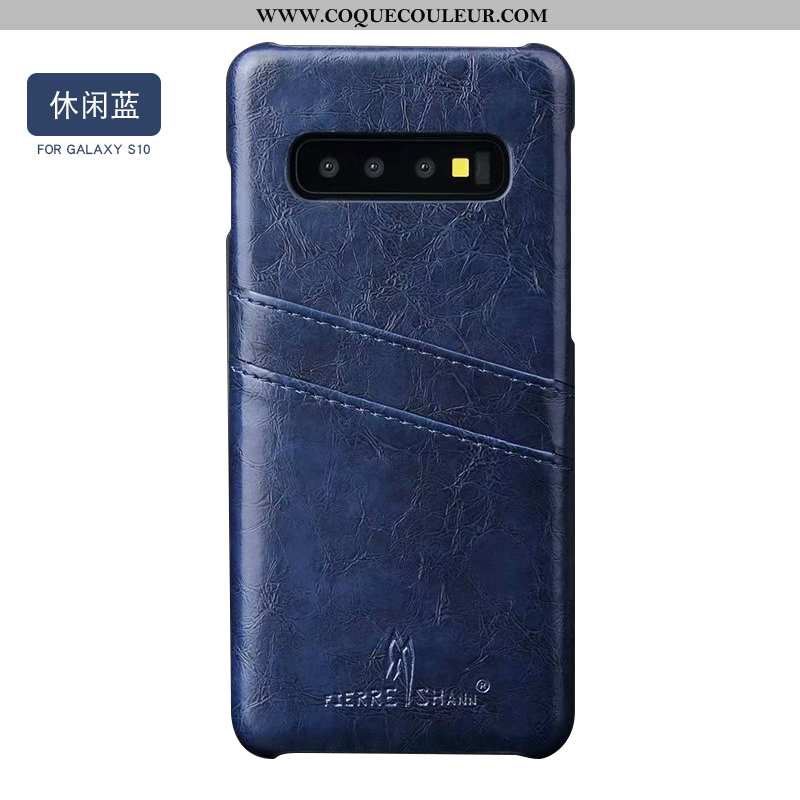 Housse Samsung Galaxy S10+ Créatif Nouveau Coque, Étui Samsung Galaxy S10+ Tendance Cuir Noir