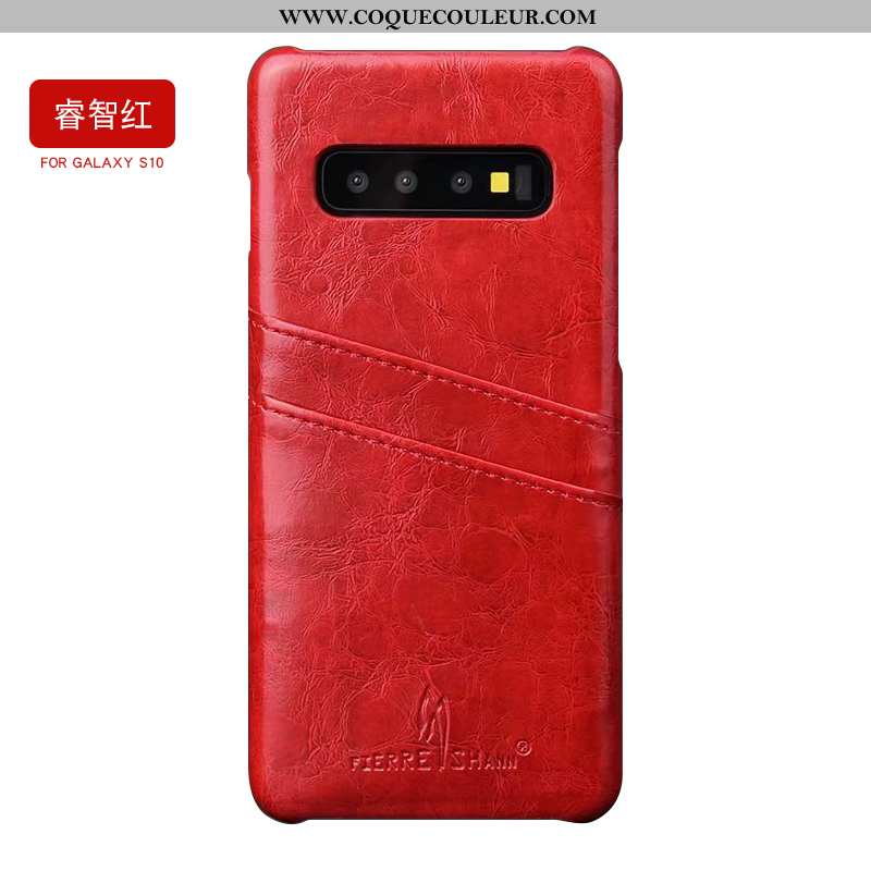 Housse Samsung Galaxy S10+ Créatif Nouveau Coque, Étui Samsung Galaxy S10+ Tendance Cuir Noir