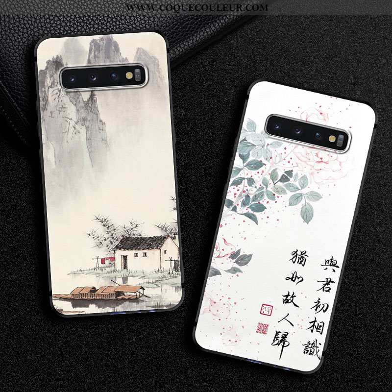 Étui Samsung Galaxy S10+ Personnalité Téléphone Portable Art, Coque Samsung Galaxy S10+ Vintage Sili