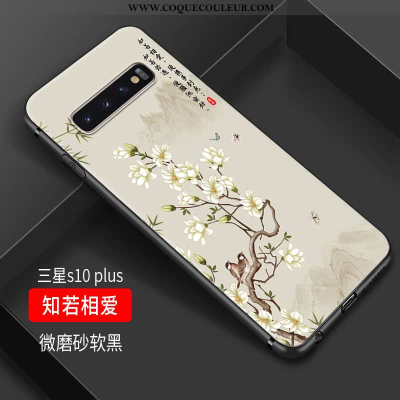 Étui Samsung Galaxy S10+ Personnalité Téléphone Portable Art, Coque Samsung Galaxy S10+ Vintage Sili