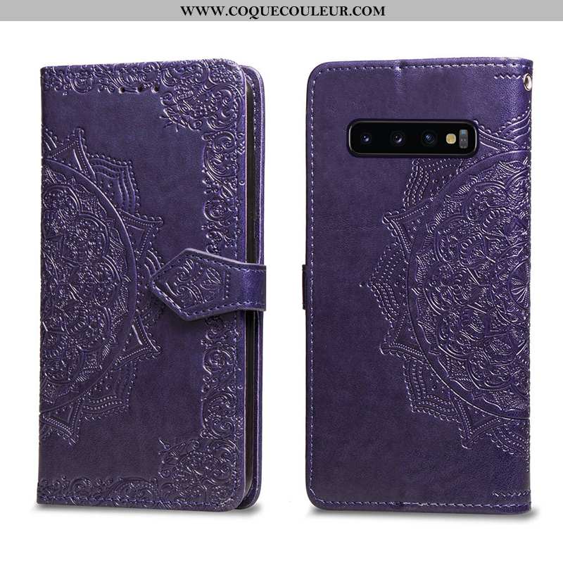 Étui Samsung Galaxy S10+ Cuir Coque Étui, Samsung Galaxy S10+ Tout Compris Violet