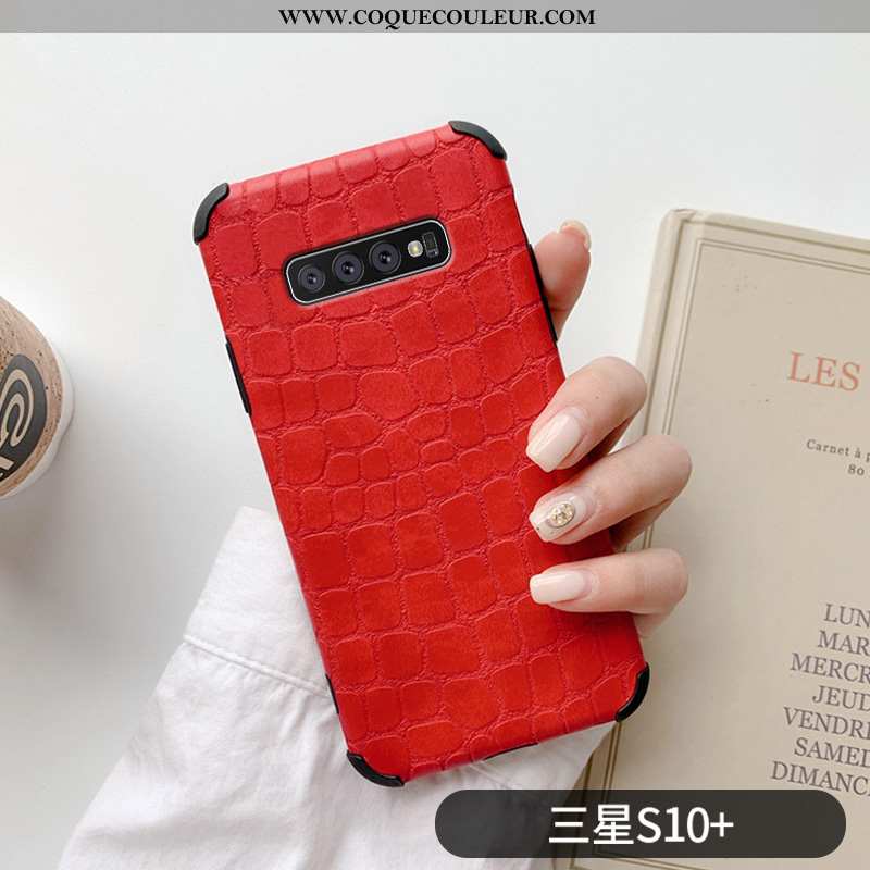 Coque Samsung Galaxy S10+ Personnalité Étoile Clair, Housse Samsung Galaxy S10+ Créatif Légère Rouge