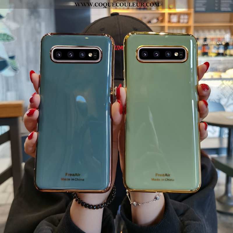 Étui Samsung Galaxy S10+ Protection Vent Silicone, Coque Samsung Galaxy S10+ Ultra Étoile Verte