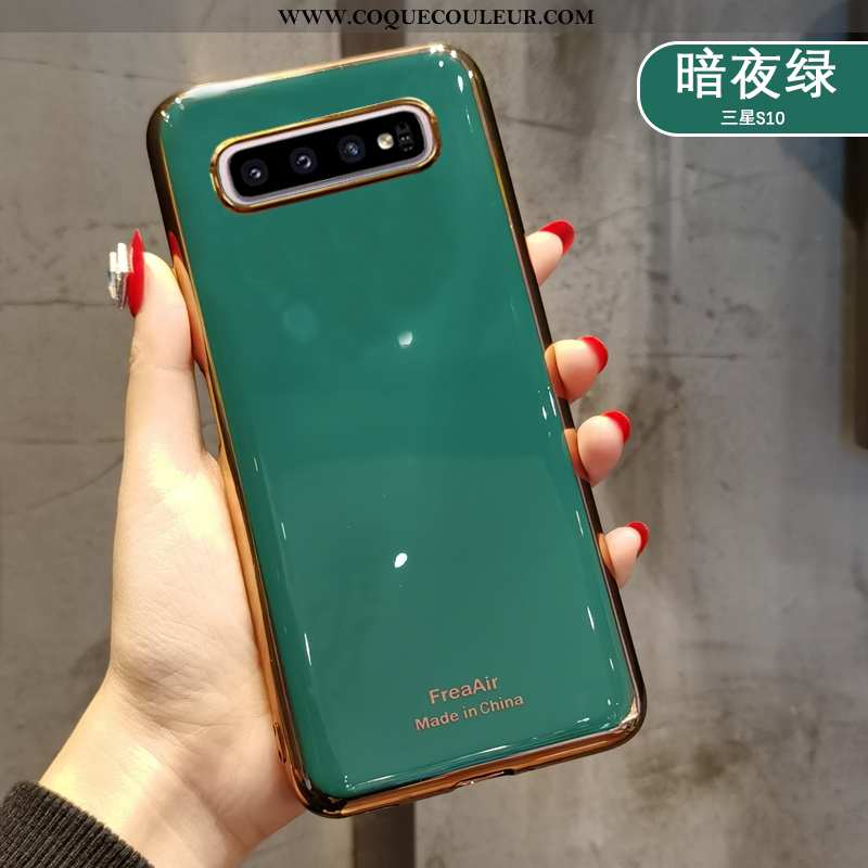 Étui Samsung Galaxy S10+ Protection Vent Silicone, Coque Samsung Galaxy S10+ Ultra Étoile Verte
