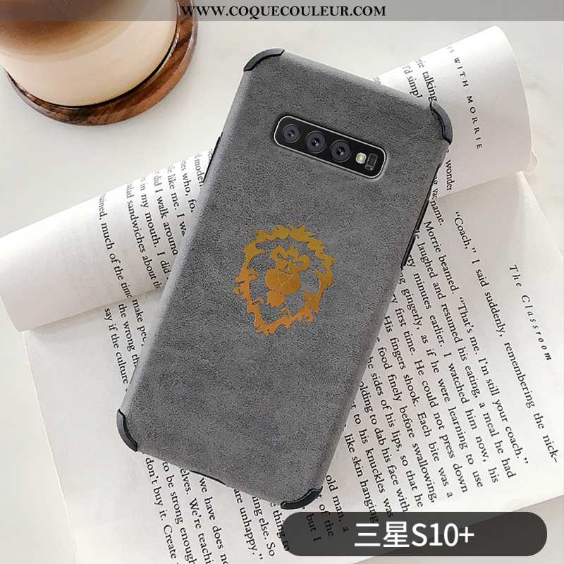 Coque Samsung Galaxy S10+ Mode Étoile Incassable, Housse Samsung Galaxy S10+ Protection Étui Gris