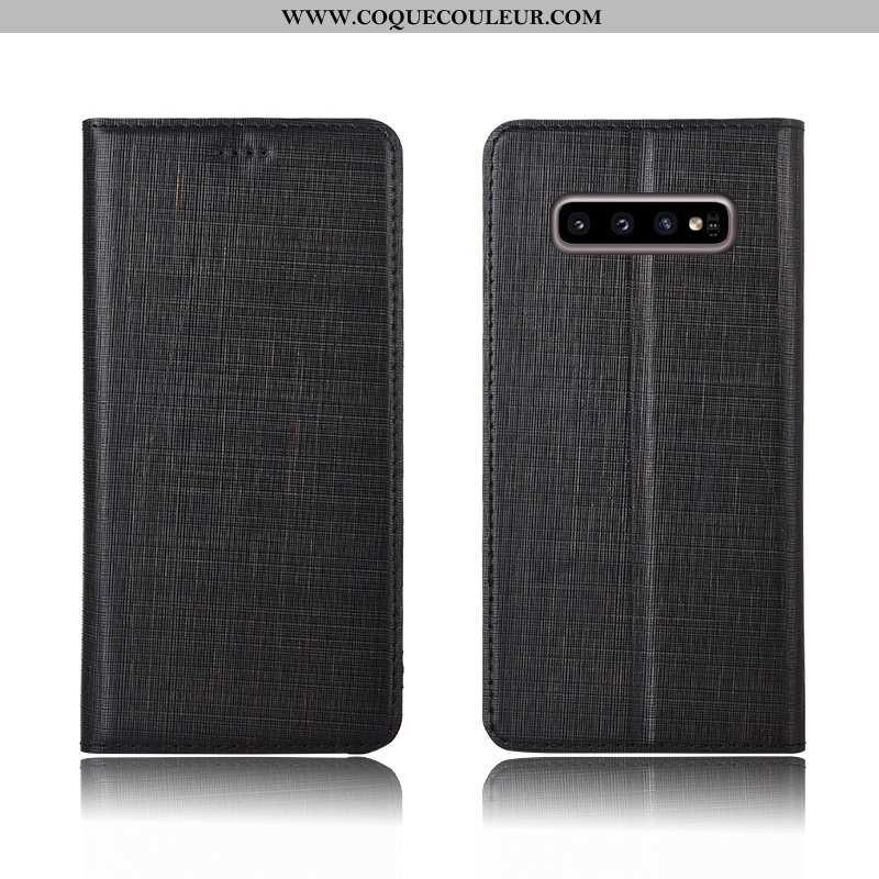 Housse Samsung Galaxy S10+ Cuir Véritable Bleu Coque, Étui Samsung Galaxy S10+ Cuir Protection