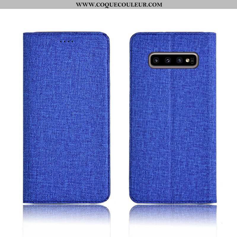 Coque Samsung Galaxy S10+ Fluide Doux Incassable, Housse Samsung Galaxy S10+ Protection Cuir Bleu