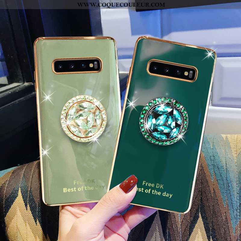 Coque Samsung Galaxy S10+ Luxe Gris Coque, Housse Samsung Galaxy S10+ Fluide Doux Vert Verte