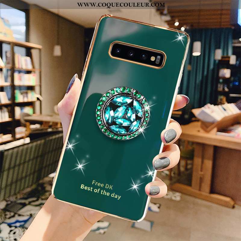 Coque Samsung Galaxy S10+ Luxe Gris Coque, Housse Samsung Galaxy S10+ Fluide Doux Vert Verte