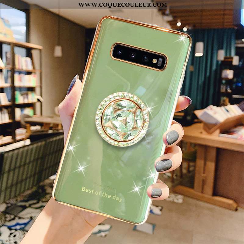 Coque Samsung Galaxy S10+ Luxe Gris Coque, Housse Samsung Galaxy S10+ Fluide Doux Vert Verte