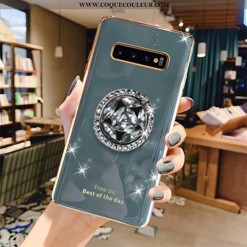 Coque Samsung Galaxy S10+ Luxe Gris Coque, Housse Samsung Galaxy S10+ Fluide Doux Vert Verte