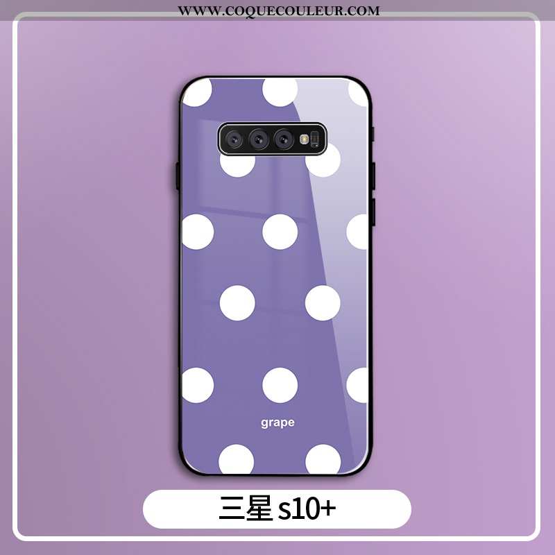 Housse Samsung Galaxy S10+ Verre Violet Protection, Étui Samsung Galaxy S10+ Silicone Frais