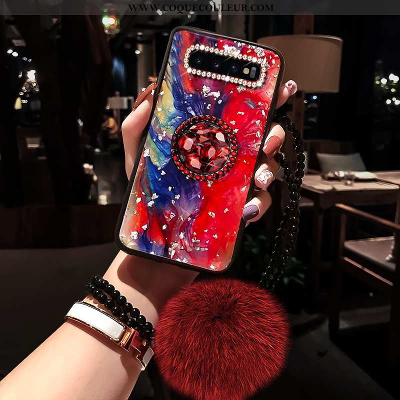 Étui Samsung Galaxy S10+ Ornements Suspendus Net Rouge Tout Compris, Coque Samsung Galaxy S10+ Perso