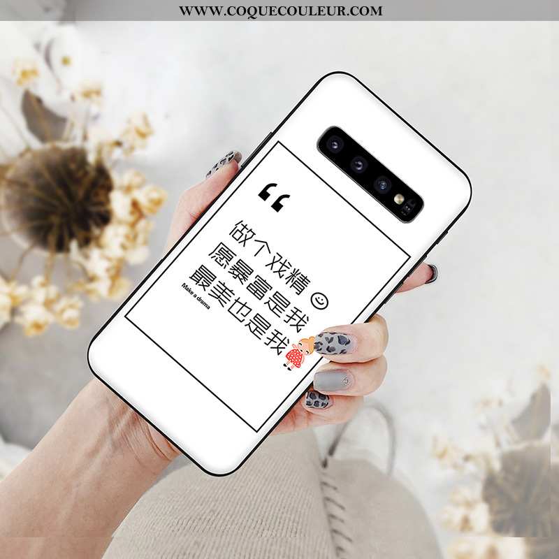 Housse Samsung Galaxy S10+ Silicone Blanc Téléphone Portable, Étui Samsung Galaxy S10+ Dessin Animé 