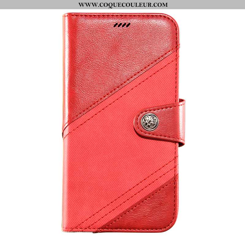Coque Samsung Galaxy S10+ Protection Clamshell, Housse Samsung Galaxy S10+ Portefeuille Étui Rouge