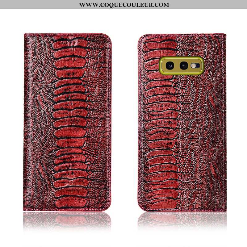 Étui Samsung Galaxy S10e Cuir Véritable Incassable Fluide Doux, Coque Samsung Galaxy S10e Cuir Kaki 