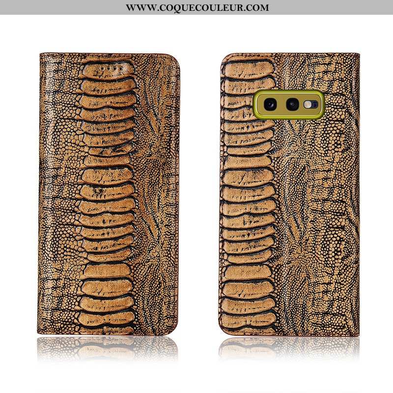 Étui Samsung Galaxy S10e Cuir Véritable Incassable Fluide Doux, Coque Samsung Galaxy S10e Cuir Kaki 