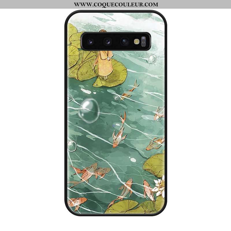 Coque Samsung Galaxy S10e Fluide Doux Tout Compris Étoile, Housse Samsung Galaxy S10e Silicone Verte