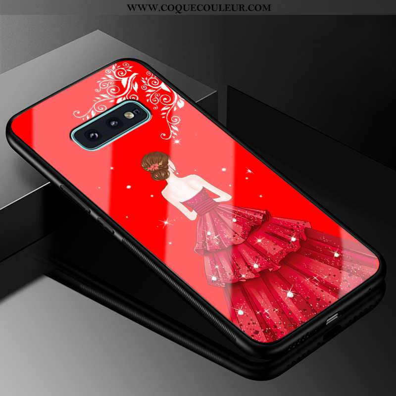 Étui Samsung Galaxy S10e Protection Silicone, Coque Samsung Galaxy S10e Verre Rouge