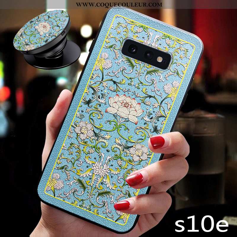 Étui Samsung Galaxy S10e Délavé En Daim Fleur Fluide Doux, Coque Samsung Galaxy S10e Tendance Style 