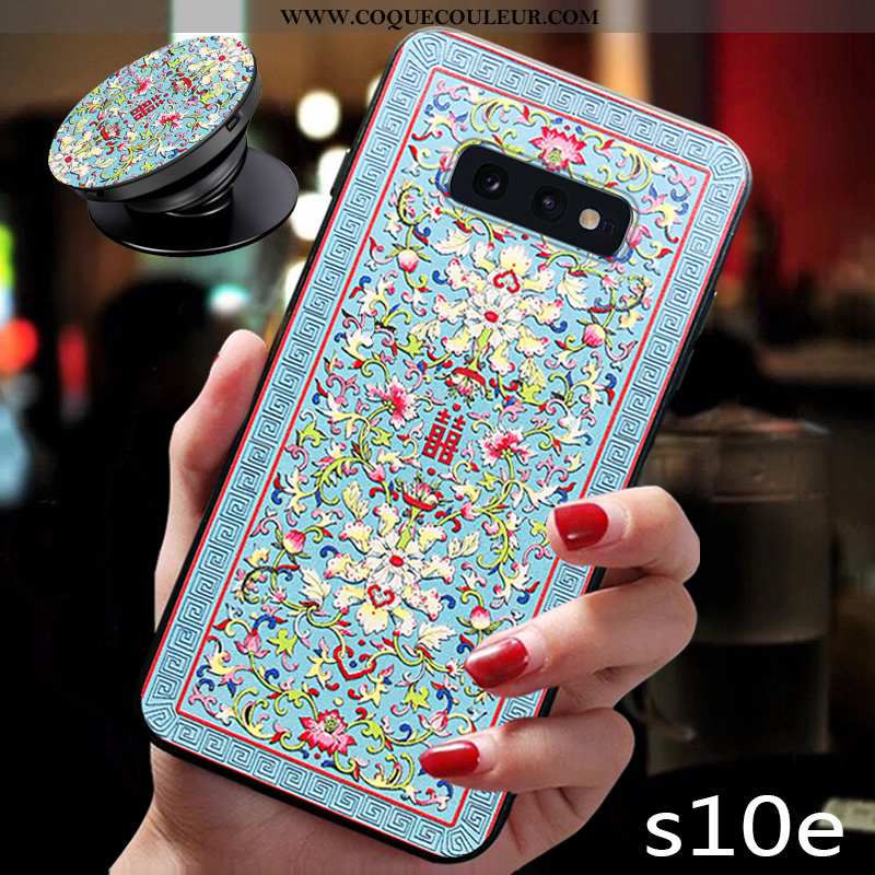 Étui Samsung Galaxy S10e Délavé En Daim Fleur Fluide Doux, Coque Samsung Galaxy S10e Tendance Style 