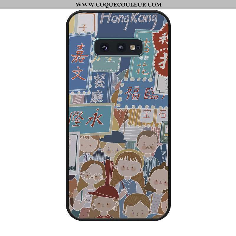 Étui Samsung Galaxy S10e Silicone Fleur Incassable, Coque Samsung Galaxy S10e Gaufrage Bleu