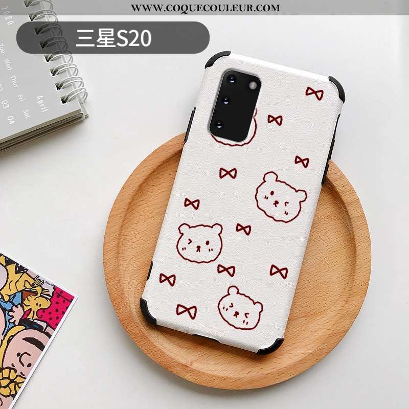 Housse Samsung Galaxy S20 Silicone Amour Dessin Animé, Étui Samsung Galaxy S20 Mode Ours Blanche