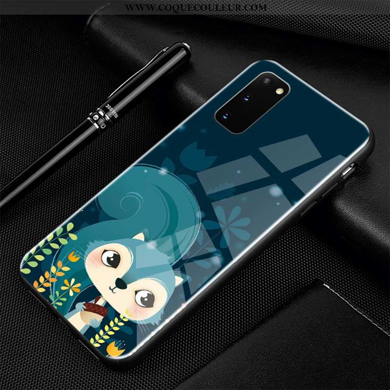 Coque Samsung Galaxy S20 Verre Protection Coque, Housse Samsung Galaxy S20 Dessin Animé Silicone Ble