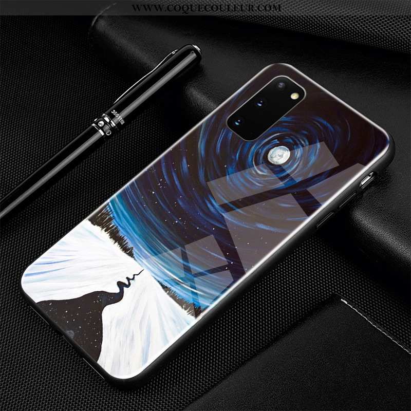 Coque Samsung Galaxy S20 Verre Protection Coque, Housse Samsung Galaxy S20 Dessin Animé Silicone Ble