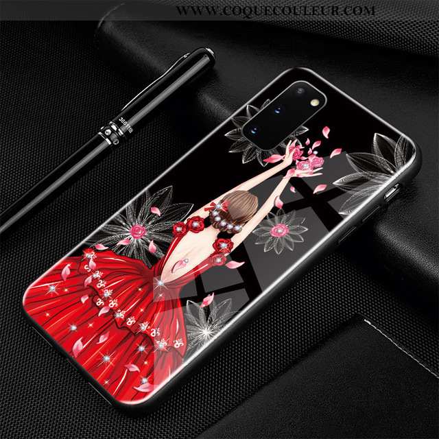 Coque Samsung Galaxy S20 Verre Protection Coque, Housse Samsung Galaxy S20 Dessin Animé Silicone Ble