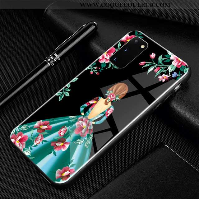 Coque Samsung Galaxy S20 Verre Protection Coque, Housse Samsung Galaxy S20 Dessin Animé Silicone Ble