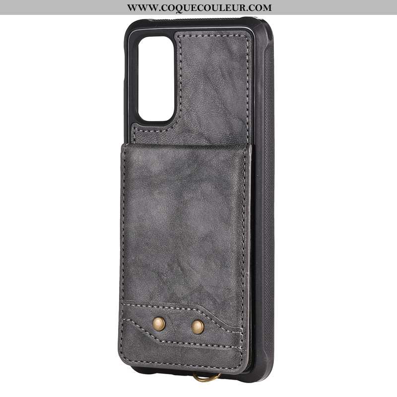 Coque Samsung Galaxy S20 Cuir Sac Carte Étoile, Housse Samsung Galaxy S20 Ornements Suspendus Gris