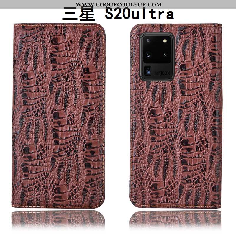Étui Samsung Galaxy S20 Ultra Cuir Véritable Noir Incassable, Coque Samsung Galaxy S20 Ultra Protect